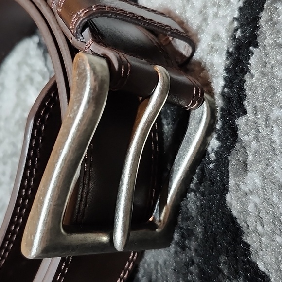 MENS GENUINE BROWN LEATHER CASUAL BELT XL - Picture 2 of 10